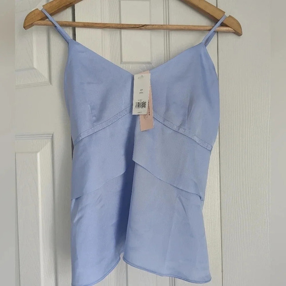 NWT Banana Republic Powder Blue Satin Silk Babydoll Cami Tank Top 4 Small Petite - Picture 8 of 9